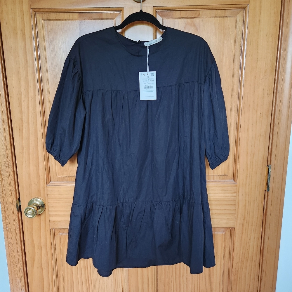 Pull&Bear smock mini dress in black